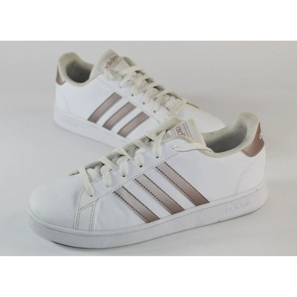 Adidas Women's Size‎ 5 Tennis Grand Court 2.0 Rose Gold Pink White Sneaker
